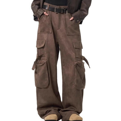 Locker gerade Beine Casual Hosen für Männer Vintage Multi-Pocket Hirschfell Overalls