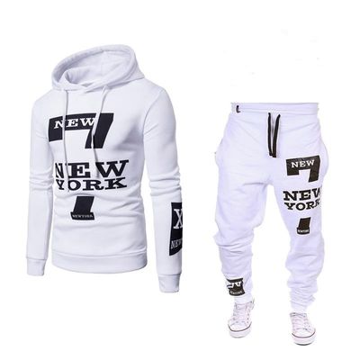 Solides Muster Pullover Sweatshirt Sport Fleece Tragen Hoodie Und Jogger Set für Männer