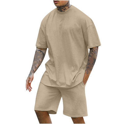 10000 Menge Doppelstück-T-Shirt mit rundem Hals und Shorts mit anderem Stoffgewicht für Männer