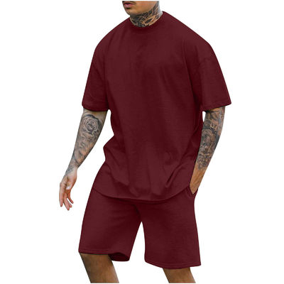 10000 Menge Doppelstück-T-Shirt mit rundem Hals und Shorts mit anderem Stoffgewicht für Männer