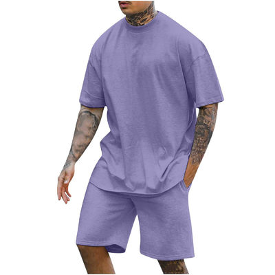 10000 Menge Doppelstück-T-Shirt mit rundem Hals und Shorts mit anderem Stoffgewicht für Männer