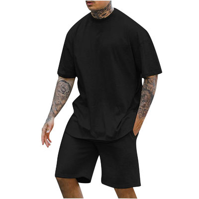 10000 Menge Doppelstück-T-Shirt mit rundem Hals und Shorts mit anderem Stoffgewicht für Männer