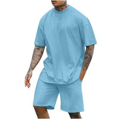 10000 Menge Doppelstück-T-Shirt mit rundem Hals und Shorts mit anderem Stoffgewicht für Männer