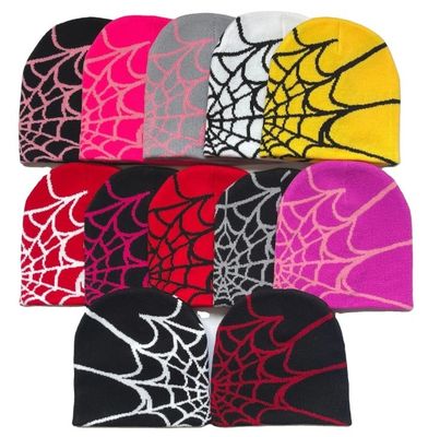 Fischerei-Szene Unisex Wintermütze mit dicken Strick Spider Web Design und Y2K Stil