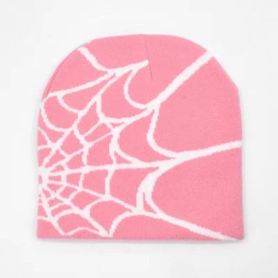 Fischerei-Szene Unisex Wintermütze mit dicken Strick Spider Web Design und Y2K Stil