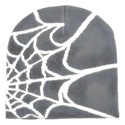 Fischerei-Szene Unisex Wintermütze mit dicken Strick Spider Web Design und Y2K Stil
