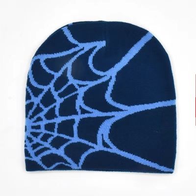 Fischerei-Szene Unisex Wintermütze mit dicken Strick Spider Web Design und Y2K Stil