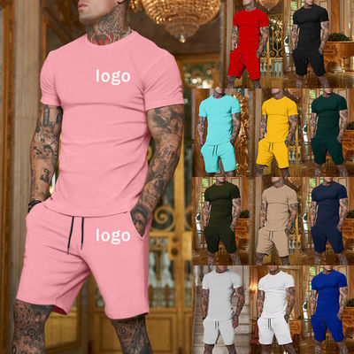 Custom Logo Plus Size Tracksuit für Männer Strecksack 2 Stück Oberbekleidung Jogger Anzug Kurz Sets