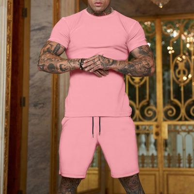 Custom Logo Plus Size Tracksuit für Männer Strecksack 2 Stück Oberbekleidung Jogger Anzug Kurz Sets