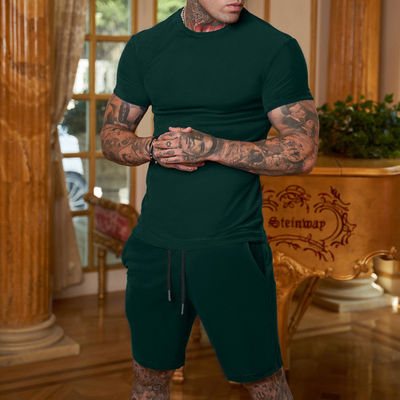 Custom Logo Plus Size Tracksuit für Männer Strecksack 2 Stück Oberbekleidung Jogger Anzug Kurz Sets