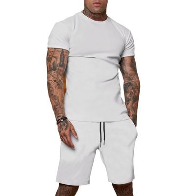 Custom Logo Plus Size Tracksuit für Männer Strecksack 2 Stück Oberbekleidung Jogger Anzug Kurz Sets