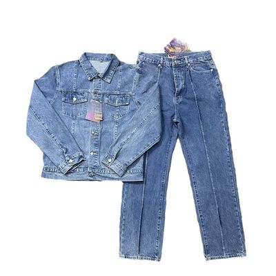 Männer-Übergrößerer Sportanzug Casual Custom Jacket Anzug 2 Stück Sets mit Denim Stoff