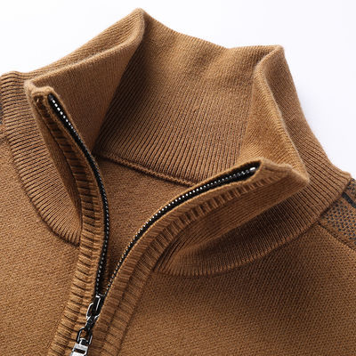 Individuell gefertigter Massiv-Halb-Zipper-Winterfleece-Acryl-Turtle-Neck-Sweater für Männer