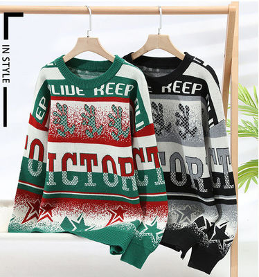 Custom Logo Jacquard Strick Herrenpullover im übergroßen Casual Stil für Winterkomfort
