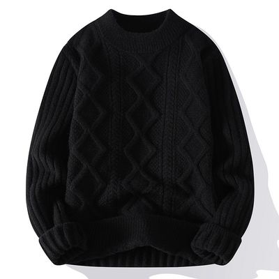 Männer-Crew-Hals-Pullover mit dickem Stoff und Patchwork-Muster im Winter
