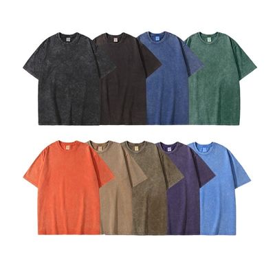 280g Schweres Retro Waschen Bedrängte Kurzärme T-Shirt Männer Loose Baumwolle Halbärme Top