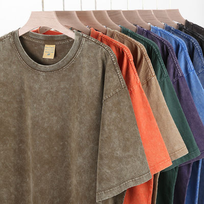 280g Schweres Retro Waschen Bedrängte Kurzärme T-Shirt Männer Loose Baumwolle Halbärme Top