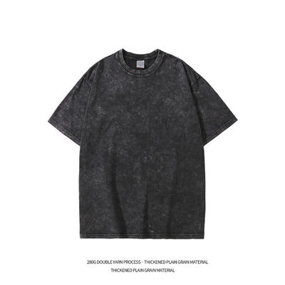 280g Schweres Retro Waschen Bedrängte Kurzärme T-Shirt Männer Loose Baumwolle Halbärme Top