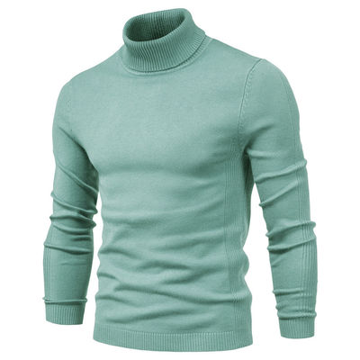 Massivfarbiger Viskose/Baumwollpullover Pullover Slim Fit Schildkrötenhals für Männer Casual Wear