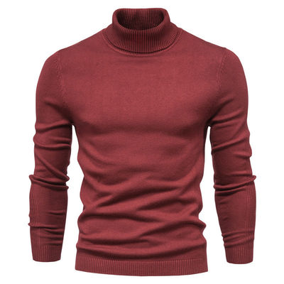 Massivfarbiger Viskose/Baumwollpullover Pullover Slim Fit Schildkrötenhals für Männer Casual Wear
