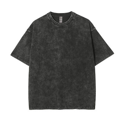 250g Baumwolle Herren-T-Shirt Retro-T-Shirt mit Stein gewaschener kurzer Ärmel und individuellem Logo
