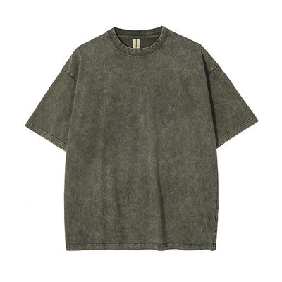 250g Baumwolle Herren-T-Shirt Retro-T-Shirt mit Stein gewaschener kurzer Ärmel und individuellem Logo