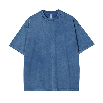 250g Baumwolle Herren-T-Shirt Retro-T-Shirt mit Stein gewaschener kurzer Ärmel und individuellem Logo