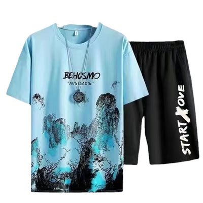 Unkompliziert stilvolles TT-Shirt für Männer Stil Sommer-Casual-Anzug mit schnell trocknenden Shorts