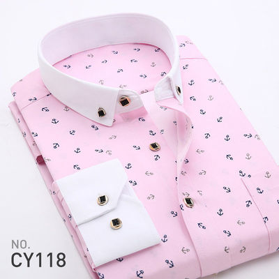 Schlanke Plaid-Druckhemden mit langen Ärmeln für Männer aus 100% Polyester und Reißverschluss