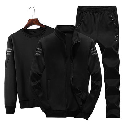 Sport-Style Herren-Zip-Up-Jacke T-Shirt und Jogger-Drei-Stücke-Track-Anzug für Sport