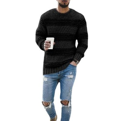 Keine Nadeldetektion Herrenstreifenpullover für Gelegenheitskleidung 2023 Rundhals Stricktop