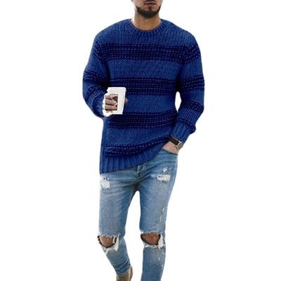 Keine Nadeldetektion Herrenstreifenpullover für Gelegenheitskleidung 2023 Rundhals Stricktop