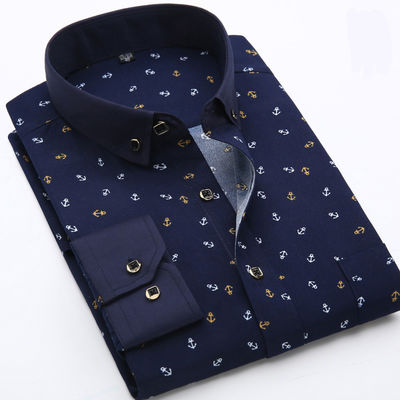 STORZE Kategorie Männer-Langärmige Hawaiian Shirt Jugend Floral Print Große Stückzahlen Spot Goods