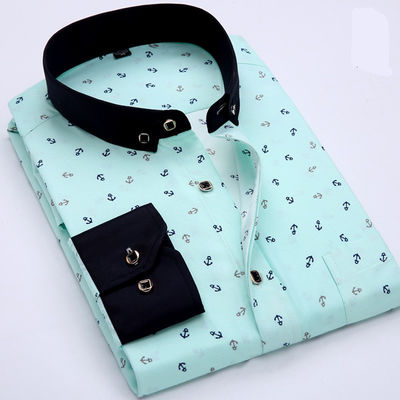 STORZE Kategorie Männer-Langärmige Hawaiian Shirt Jugend Floral Print Große Stückzahlen Spot Goods