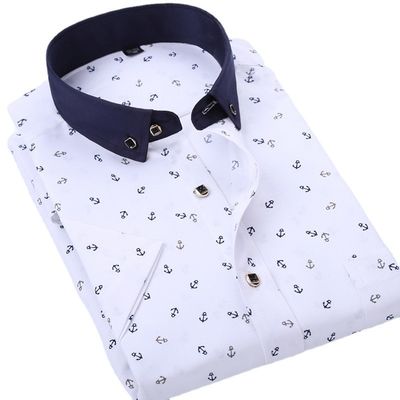 Polyesterfaser Sommerblumen-Druck für Männer Kurzärme Shirt Casual und Jugenddesign
