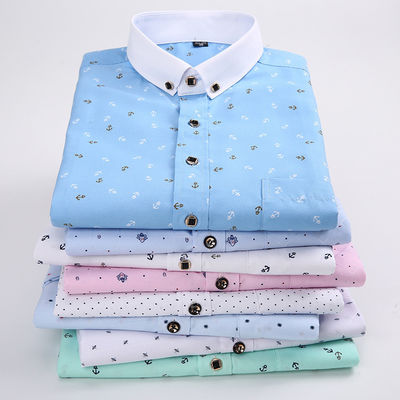 Polyesterfaser Sommerblumen-Druck für Männer Kurzärme Shirt Casual und Jugenddesign
