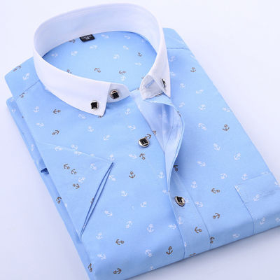 Polyesterfaser Sommerblumen-Druck für Männer Kurzärme Shirt Casual und Jugenddesign