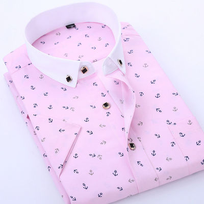 Polyesterfaser Sommerblumen-Druck für Männer Kurzärme Shirt Casual und Jugenddesign