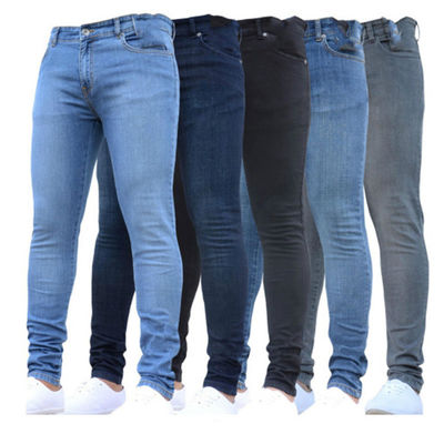 Unterstützung 7 Tage Probeaufforderungsfrist Herren-Tight Jeans Massivfarbe Denim Bleistift Jeans