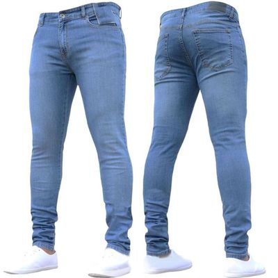 Unterstützung 7 Tage Probeaufforderungsfrist Herren-Tight Jeans Massivfarbe Denim Bleistift Jeans