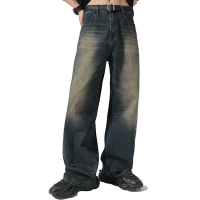 Unterstützung 7 Tage Musterbestellungszeit 2023 Vintage Distressed Wide-Leg Mop Jeans für Männer