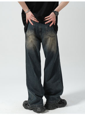 Unterstützung 7 Tage Musterbestellungszeit 2023 Vintage Distressed Wide-Leg Mop Jeans für Männer