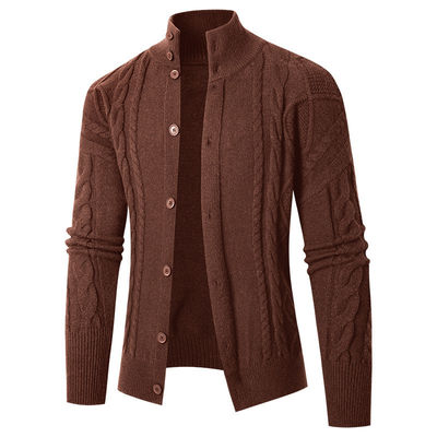 2024 Männer-Ständer-Halsband-Cardigan-Pullover Schildkrötenhals-Jugend-Festung Dekor-Pullover