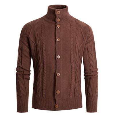 2024 Männer-Ständer-Halsband-Cardigan-Pullover Schildkrötenhals-Jugend-Festung Dekor-Pullover