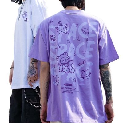Kurzärmeliges Unisex-T-Shirt für Männer Baumwoll-Cartoon-Briefdruck mit Atemstoff