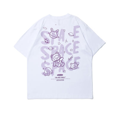Kurzärmeliges Unisex-T-Shirt für Männer Baumwoll-Cartoon-Briefdruck mit Atemstoff