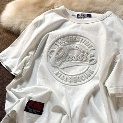 Custom Design Vintage Herren T-Shirt 3D Puff Druck Atmung 180 Gramm Polyesterfaser