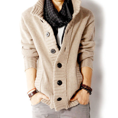 Herbst-Winter-Sweater für Männer mit dickem Nadel- und Einbrustschnallen