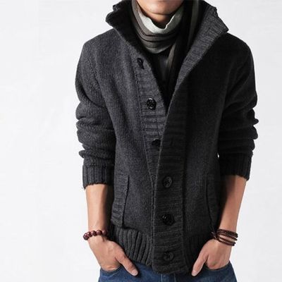 Herbst-Winter-Sweater für Männer mit dickem Nadel- und Einbrustschnallen