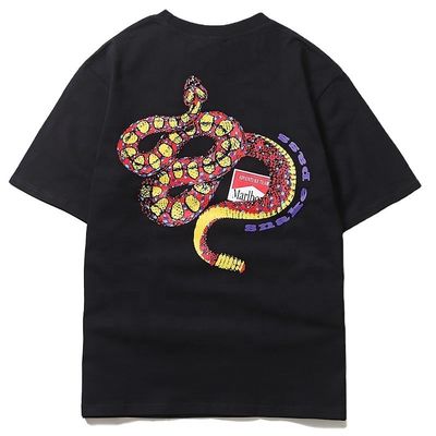 Jugendliche Beliebtheit Kragenlose Klapperschlange Druck Skateboard T-Shirt für 18-24 Jahre alt